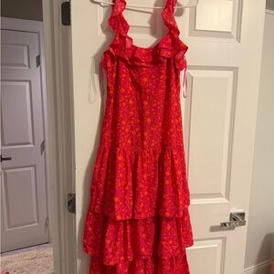 Likely Pink Floral Ruffle Dress